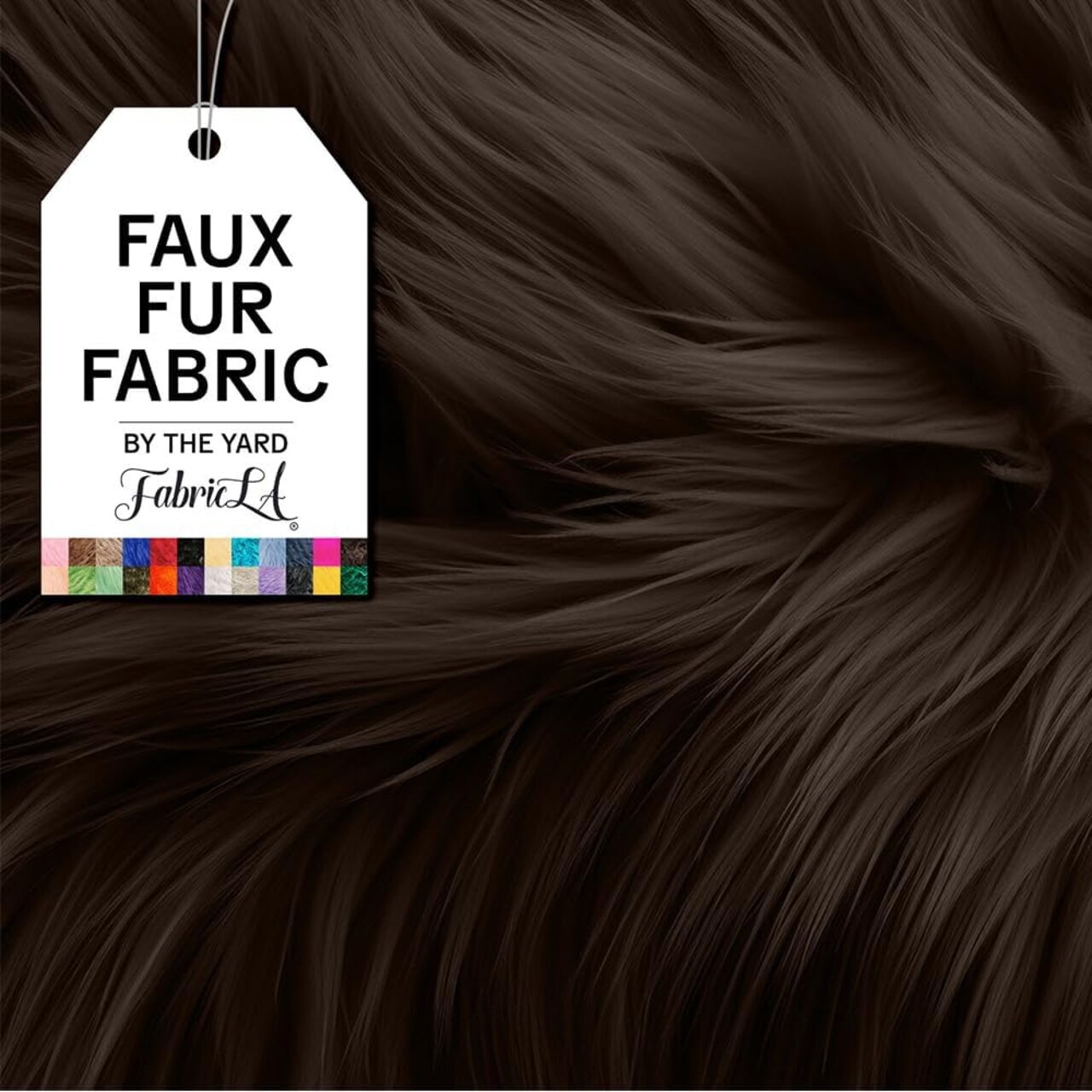 FabricLA | Shaggy Faux Fur | Fabric by The Yard | 36" X 60" Inch Wide | Craft Furry Fabric | Sewing, Apparel, Rugs, Pillows & More | Faux Fluffy Fabric | Dark Brown, 1 Yard